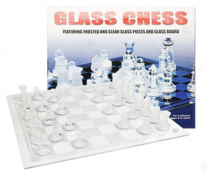 Glass Chess featuring frosted and clear glass pieces