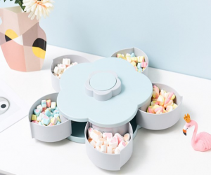 Plastic Multicolour 5 Compartments Flower Serving Fruit Smart Candy Box