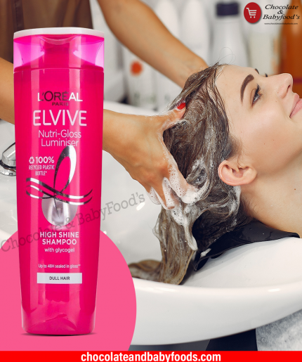 L'oreal Paris Elvive Nutri-Gloss Luminiser High Shine Shampoo 400ml - Get Glossy and Shiny Hair with L'oreal's Nutri-Gloss Formula!