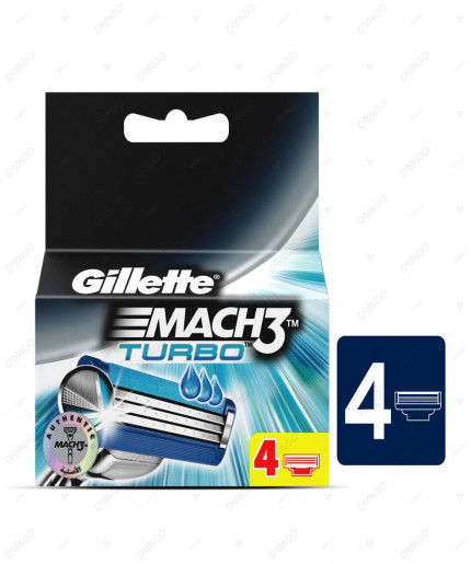GILLETTE MACH 3 TURBO CARTRIDGES - 4 CARTRIDGES