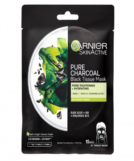 Garnier Charcoal and Algae Purifying and Hydrating Face Sheet Mask for Enlarged Pores 28g