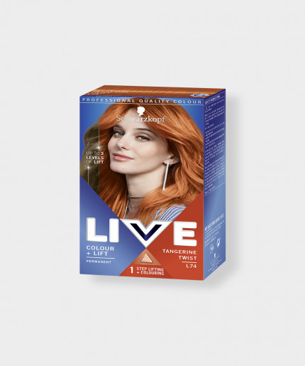 Schwarzkopf Live Colour + Lift L74 Tangerine Twist - Vibrant and Long-Lasting Permanent Red Hair Dye