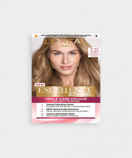 L'Oreal Excellence 7.31 Natural Dark Caramel Blonde Permanent Hair Dye