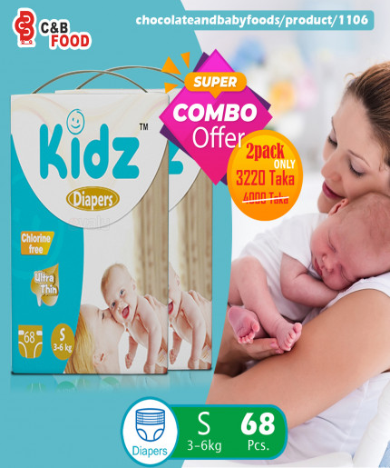 Kidz Diapers S (Belt) (2packs) 136pcs