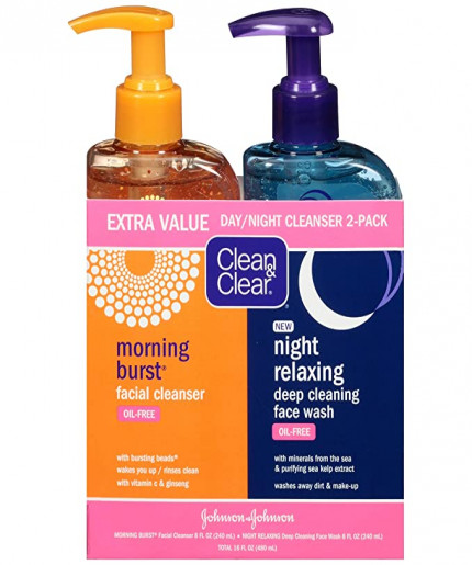 Clean & Clear Morning Burst Day & Night Oil-Free Facial Cleanser 2Pcs Set