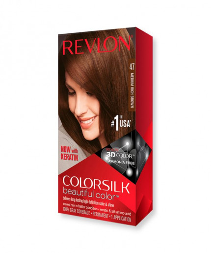 Revlon Colorsilk Beautiful Color Permanent Hair Dye Medium Rich Brown 47