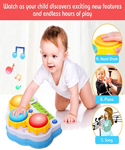 Drum Keyboard Musical Piano With Colorful Night Light K-ids Piano Music Sounding Keyboard Piano Baby Playing Type Musical Instruments Early Educational Toys For Children