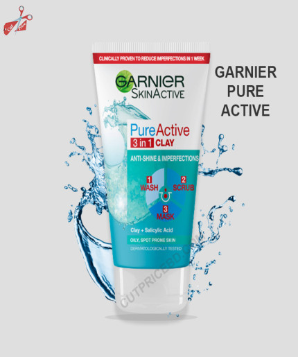 GARNIER PURE ACTIVE Pure Active 3-In-1 Wash, Scrub and Mask 150ml