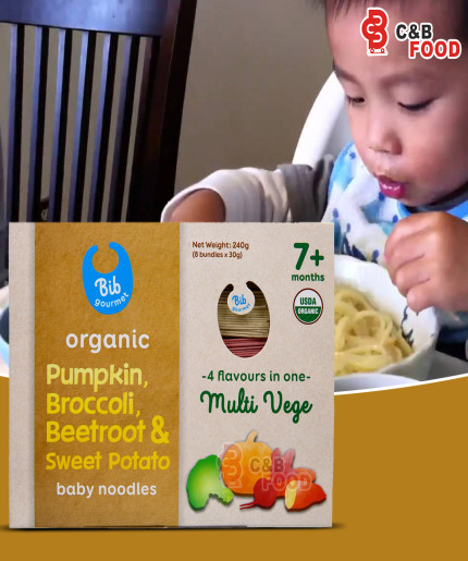 Bib Gourmet Organic Pumpkin, Broccoli, Beetroot & Sweet Potato Baby Noodles (8 Bundles) 240G