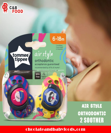 Tommee Tippee Air Style 2 Orthodontic Soother (Black & Yellow Color) 6-18m Baby