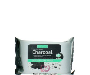 Beauty Formulas Activated Charcoal Detox Facial Wipes 25 pack
