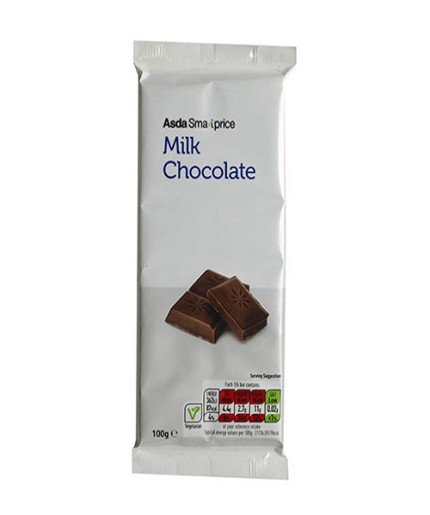 Asda Smart price Milk Chocolate Bar 100g-clean and tasty