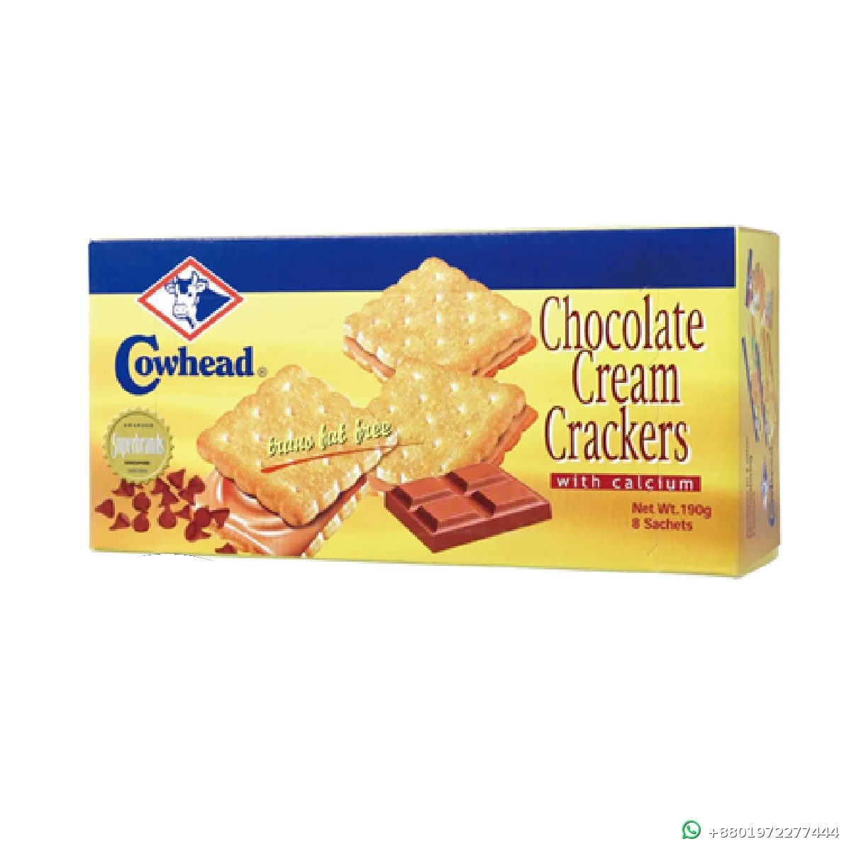 Cowhead Chocolate Cream Crackers with Calcium 190g