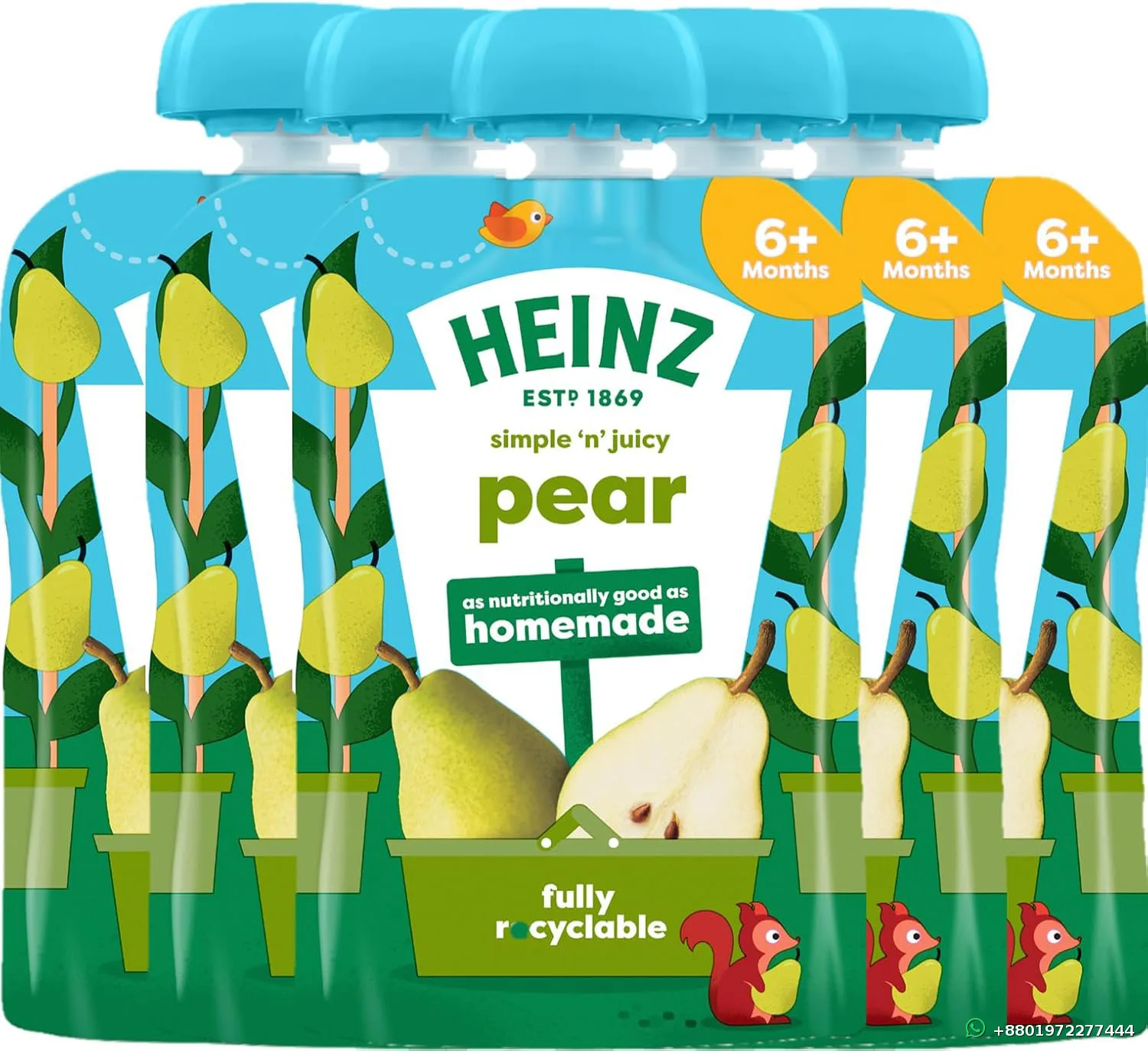 Heinz Pear Fruit Pouch 6m+