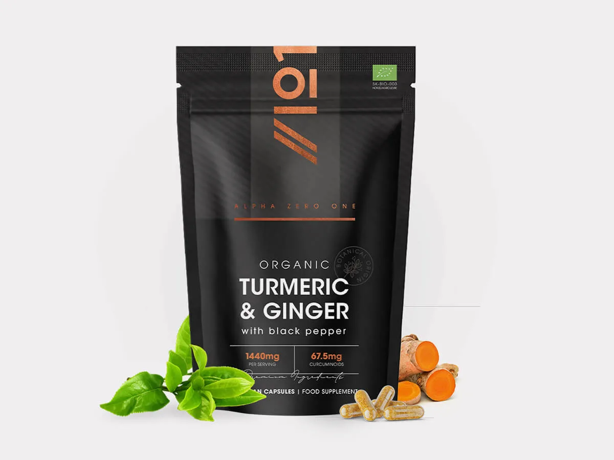 Alpha01 Organic Turmeric & Ginger 1440mg 90 Vegan Capsules