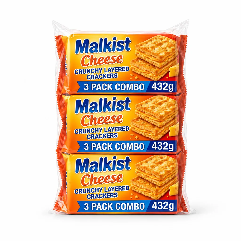 Malkist Cheese Crunchy Layered Crackers 3 Pack Combo 432g