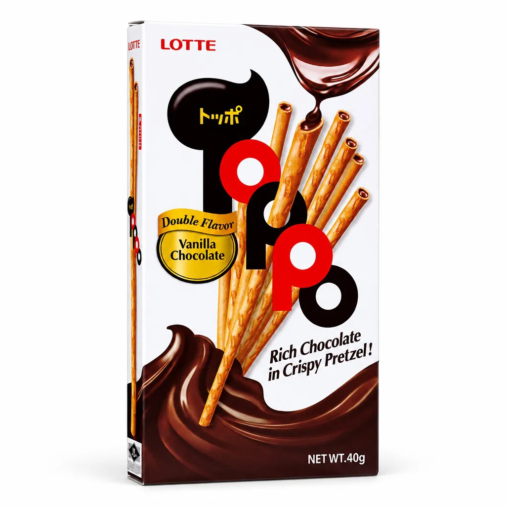 Lotte Toppo Vanilla Chocolate Flavour Pretzel Sticks