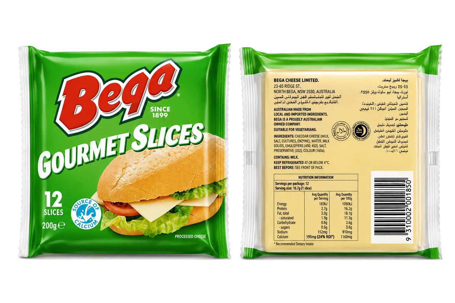 Bega Gourmet Slice Cheese 200g