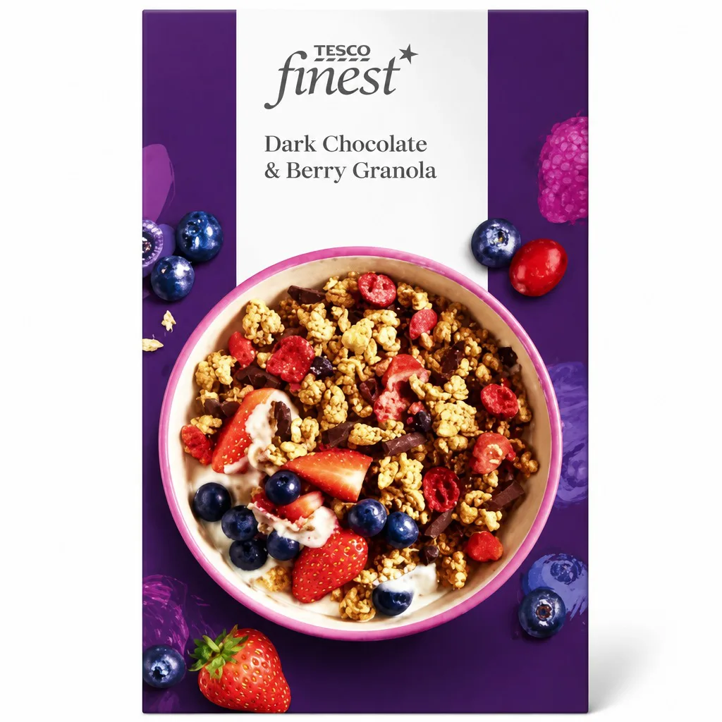 Tesco Finest Dark Chocolate & Berry Granola 500g