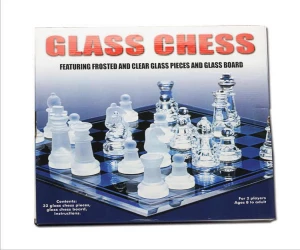 Glass Chess featuring frosted and clear glass pieces