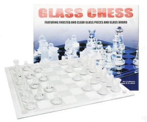 Glass Chess featuring frosted and clear glass pieces