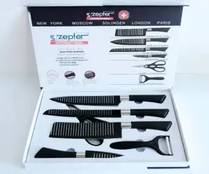 Zepter 6 piece knife set finished in wrinkle black
