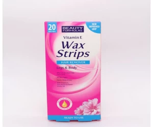 Beauty Formulas Vitamin E Hair Remover Wax Strips Legs & Body 20pc