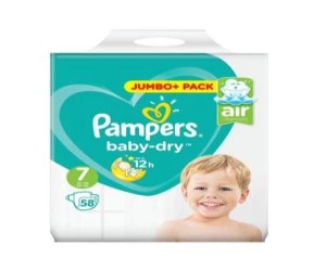 Pampers Baby Dry Belt: Super Absorbent 15kg+ UK 58 Nappies - Up to 12 Hours of Dryness