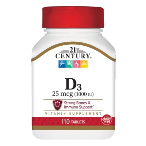 Boost Your Health with 21st Century 25mcg (1000 IU) Vitamin D3 Tablets - 100 Tablets