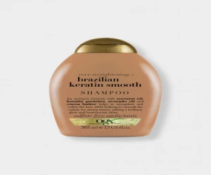 OGX Brazilian Keratin Therapy And Ever Strengthening Smoothing Shampoo With Cocoa Butter, Coconut Oil & Avocado Oil For Lustrous, Shiny Hair