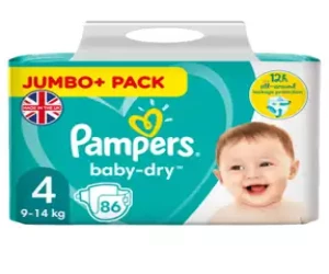 Pampers Baby-Dry Size 4 Nappies Jumbo+ Pack (UK)