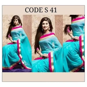 Lace Fitted Weightless Georgette Sharee For Women's