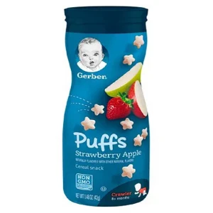 Gerber Strawberry Apple Puffs 42G - Tasty and Nutritious Snack for Infants and Toddlers