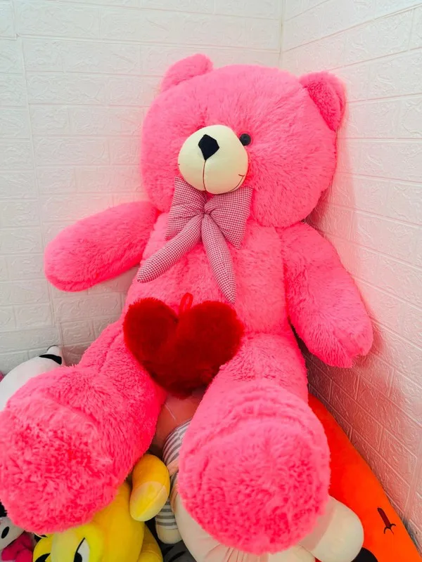 5 Feet Pink Teddy Bear with Heart - Soft Plush Stuffed Toy Gift