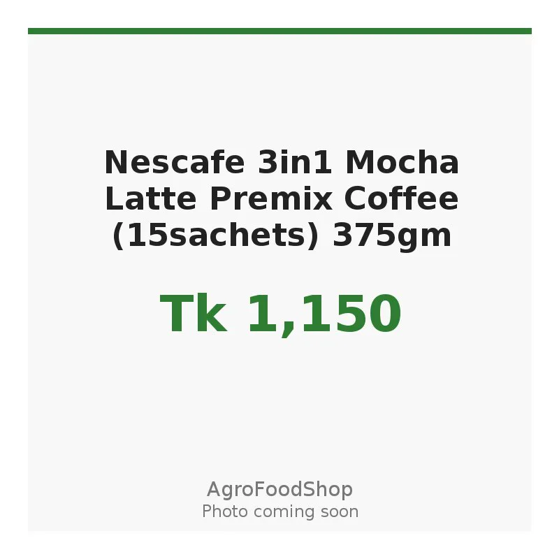 Nescafe 3in1 Mocha Latte Premix Coffee (15sachets) 375gm