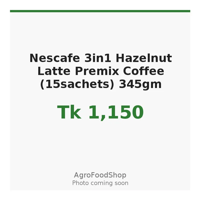 Nescafe 3in1 Hazelnut Latte Premix Coffee (15sachets) 345gm