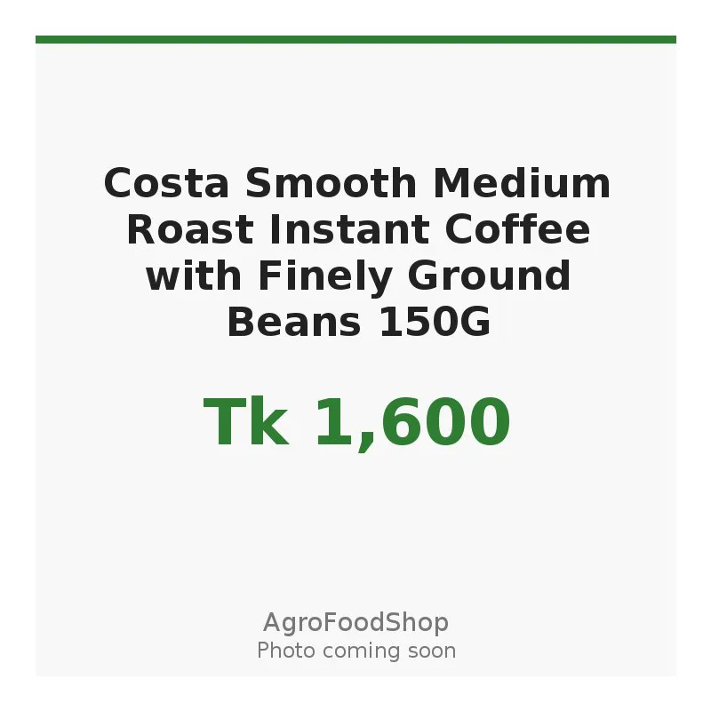 Costa Smooth Medium Roast Instant Coffee with Finely Ground Beans 150G