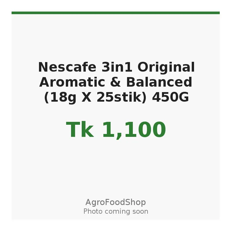 Nescafe 3in1 Original Aromatic & Balanced (18g X 25stik) 450G