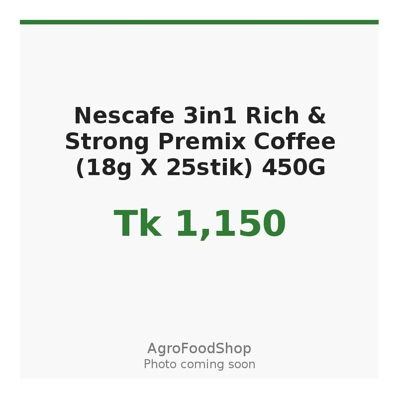 Nescafe 3in1 Rich & Strong Premix Coffee (18g X 25stik) 450G