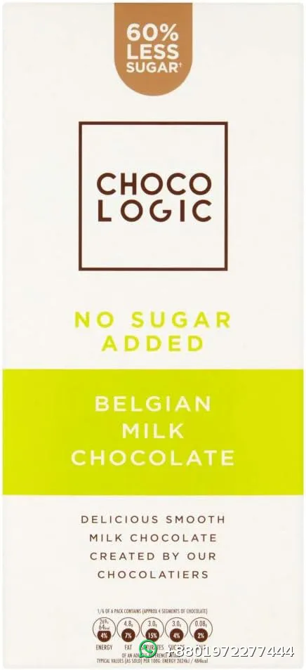 Chocologic No Sugar Added Belgian Milk Chocolate 80g