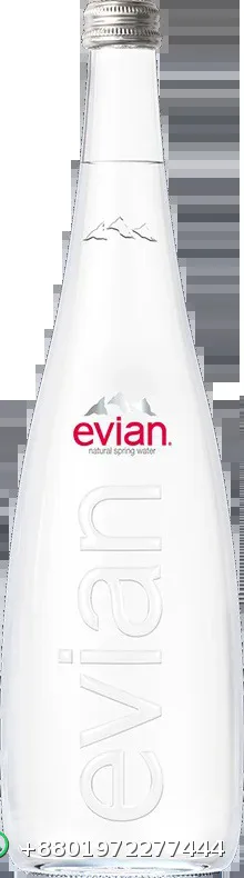 Evian Still Natural Mineral Water Glass Bottle 750ml