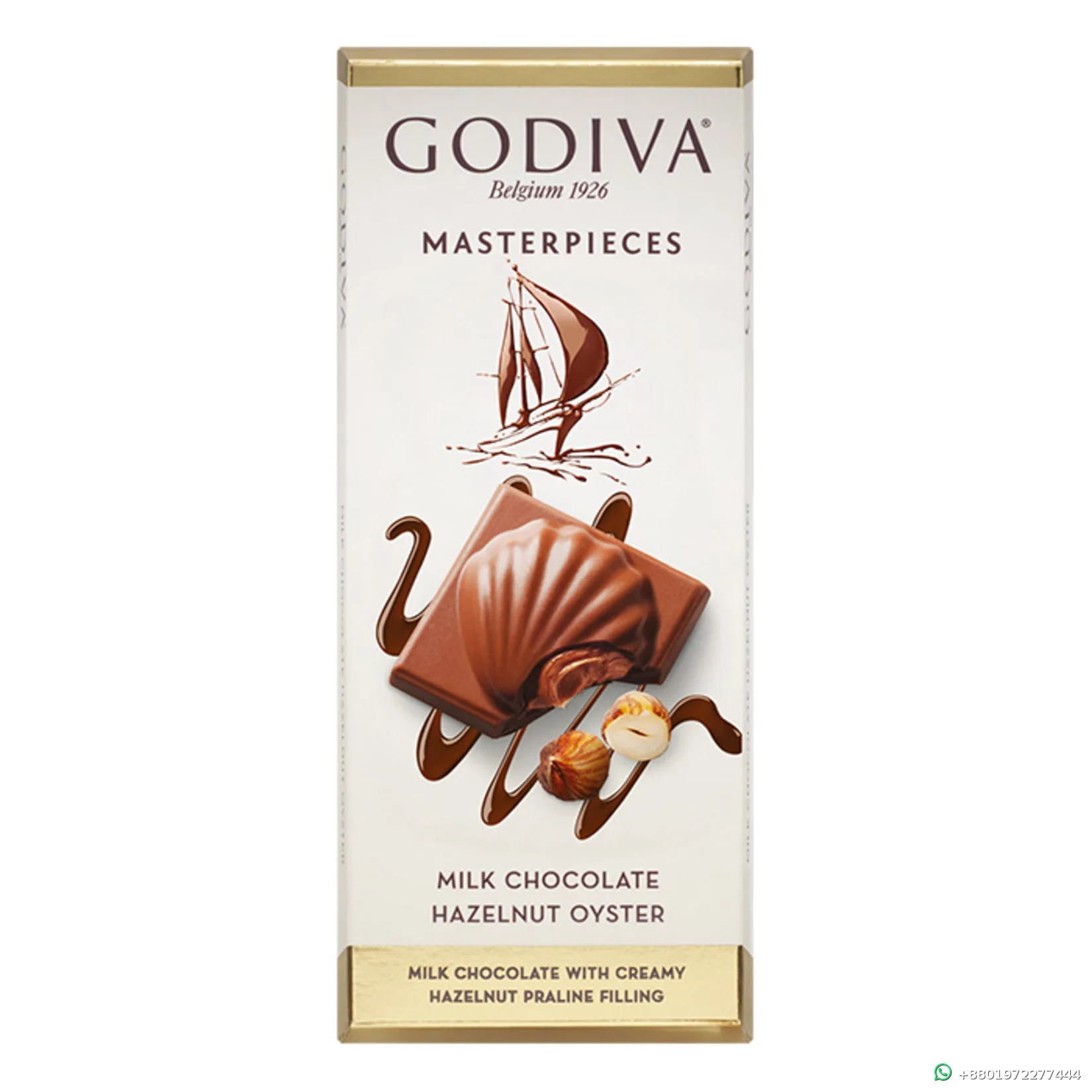 Godiva Masterpieces Milk Chocolate Hazelnut Oyster Bar 83g