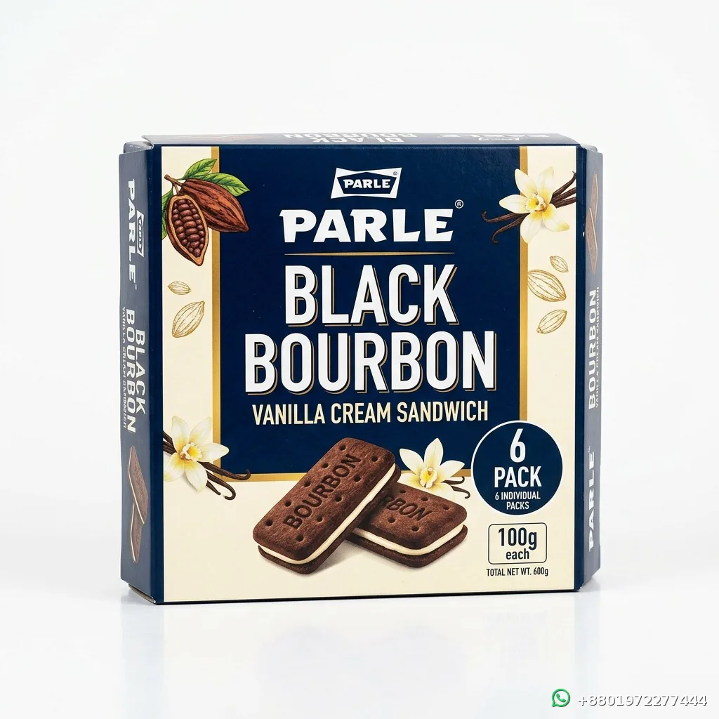 Parle Black Bourbon Vanilla Cream Sandwich 6 Pack 100g each