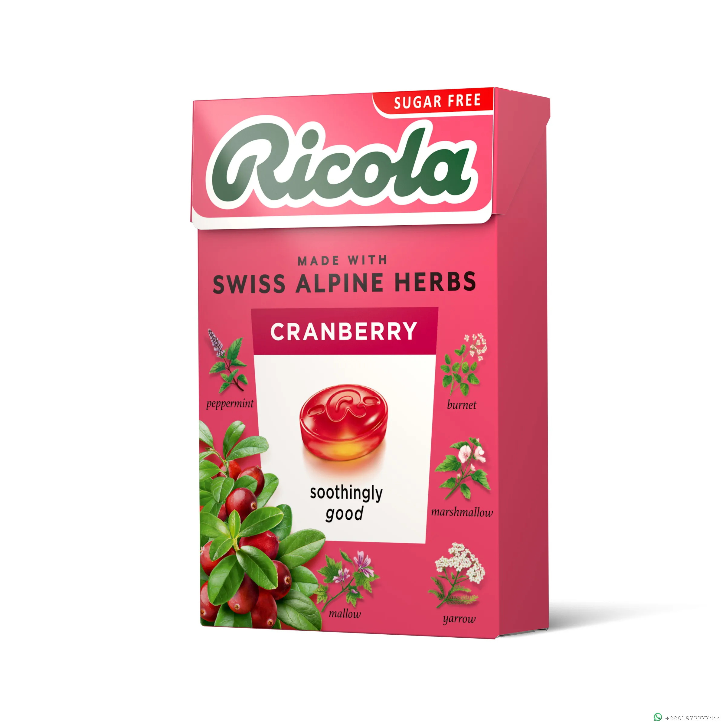 Ricola Swiss Herb Drops Cranberry Sugar Free 45g