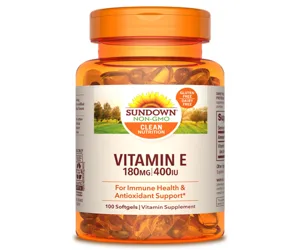 Sundown Naturals Vitamin E 180mg (400 IU) Di-Alpha 100 Softgels