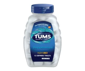 Tums Ultra Strength 1000 Peppermint Antacid Chewable 72 Tablets