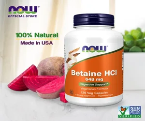 Now Foods Betaine HCl 648mg 120 Capsules