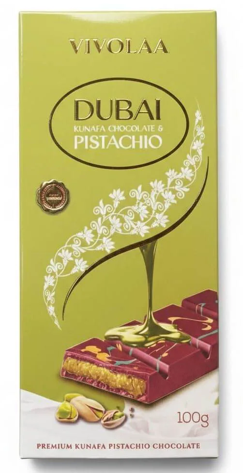 Vivolaa Dubai Kunafa Pistachio Chocolate 100g