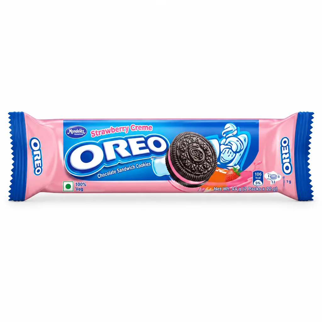 Oreo Strawberry Flavour Cream Biscuit 10 Pices Pack