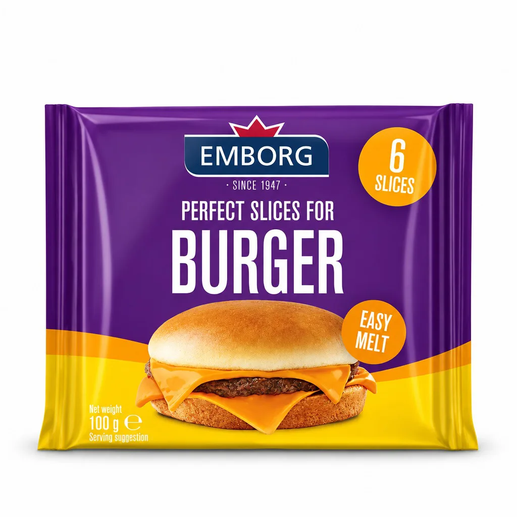 Emborg Cheddar Burger Slices Sliced Cheese